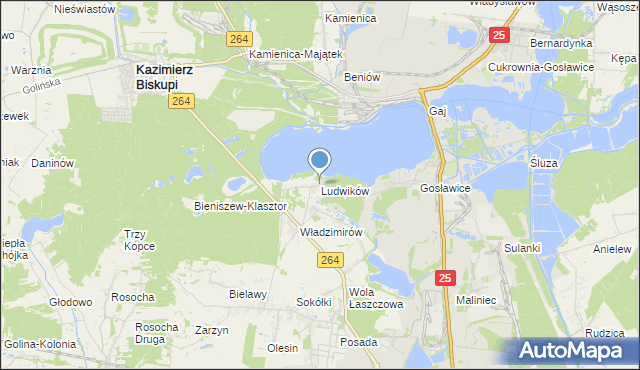 mapa Ludwików, Ludwików gmina Kazimierz Biskupi na mapie Targeo